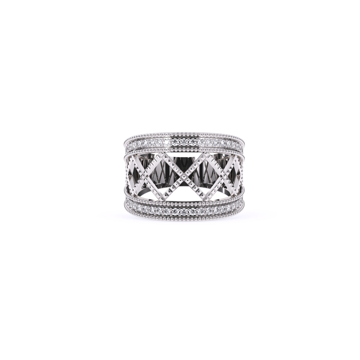 Crown Style Unique Round Diamond Rose Gold Band